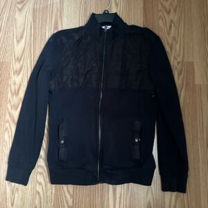 Calvin Klein Black Zip-Front Jacket with Quilted Yoke